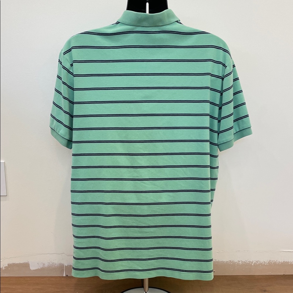 Vintage Ralph Lauren Green Polo with Navy Stripes 100% Cotton - Picture 3 of 3